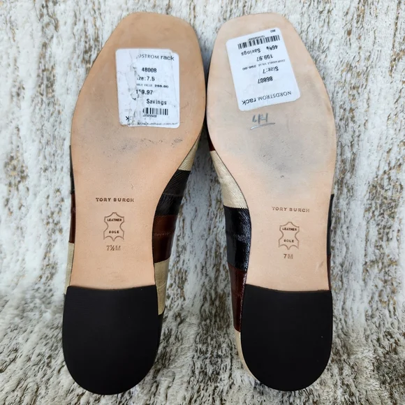 NWT Tory Burch "Georgia" Stripe Eel Leather Ballet Flats | Women's Size 7, 7.5 - Picture 11 of 14